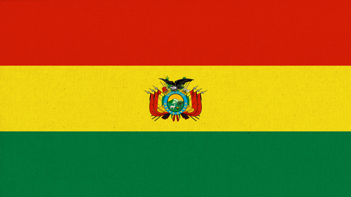Flag of Bolivia. Bolivian flag on fabric surface